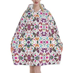 Lente Bloemen Vlinder Vrouwen Sherpa Sweatshirt Deken Verlengt Warm Gezellige Oversized Draagbare Pocket Hoodie Volwassenen