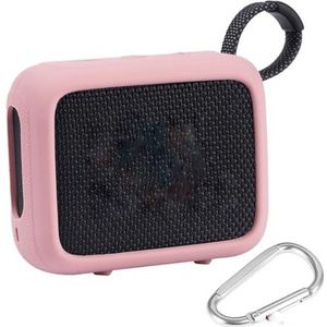 Luidspreker siliconen hoes met karabijnhaak beschermhoes schokbestendige reisdraagtas hoes voor JBL GO 4 draagbare BT-luidspreker (roze)