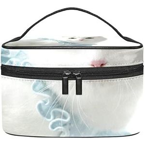 Kattenpatroon make-up organizer tas, reismake-up tas organizer case draagbare cosmetische tas voor vrouwen en meisjes toiletartikelen, Meerkleurig, 22.5x15x13.8cm/8.9x5.9x5.4in