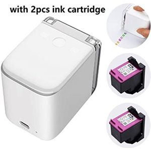 Handheld Inkjet -printer Draadloze printer Mobiele kleur Mini Handheld Printer Draagbare WiFi-printers Handheld Inkjet Niet gemakkelijk te vervagen(With 2pcs Cartridge)
