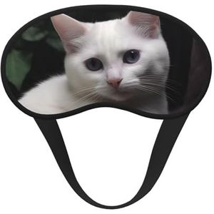 Slaap-oogmasker voor dames en heren, zacht, comfortabel slaapmasker, verduisterend, slaapoogbedekking voor reizen, yoga, dutje, werk, witte kat