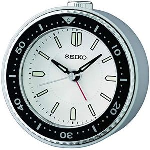 Seiko QHE184J Wekker, kunststof, zilver-zwart, 95 mm