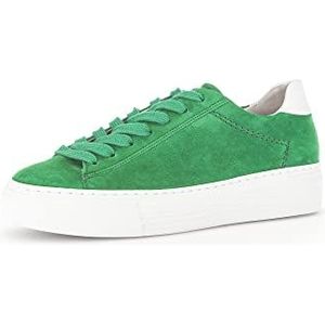 Gabor Low-Top sneakers voor dames, lage schoenen, lichte extra breedte (G), Verde wit 34, 35 EU