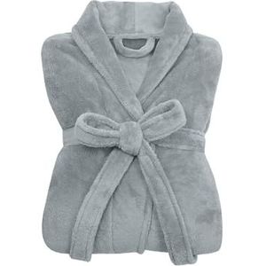 npluseins Ochtendjas dames en badjassen voor heren badjas knuffelfleece met sjaalkraag - sauna badjas dames pluizig 1690.2379, S, grijs