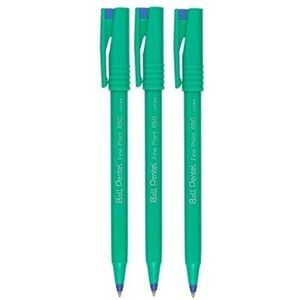 Pentel Blauwe R50 Rollerball balpen pennen fijn 0,8 mm gewatteerde penpunt 0,4 mm lijnbreedte 77% gerecycled (Pack van 3)