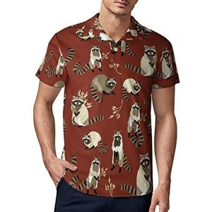 Wasbeer schattig pluizig beest heren golf poloshirt zomer korte mouw T-shirt casual sneldrogende T-shirts XL