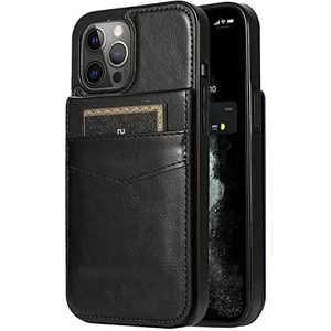 Flip Leather Case Voor iPhone 14 13 12 Mini 11 Pro XS Max XR X 8 7 6 6S Plus SE 3 2022 2020 Wallet Card Stand Houder Telefoon Cover,Zwart,Voor IP 14 Plus 6.7inch
