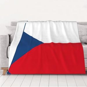OKFSTY Wasbare, dubbelzijdige dikke vlag van Tsjechië, warme pluche deken voor bank, bed, 152 x 203 cm