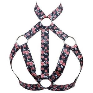 Daisy corsets Elastisch lichaamsharnas met bloemenprint voor dames, met zilveren hardware, zoals afgebeeld, normaal, zoals afgebeeld, één maat