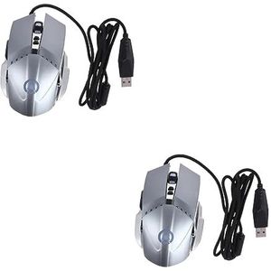 Mechanische muis plating verjaardagscadeau LED (kleur: grijs x 2 stuks, maat: 13 x 8 cm x 2 stuks)