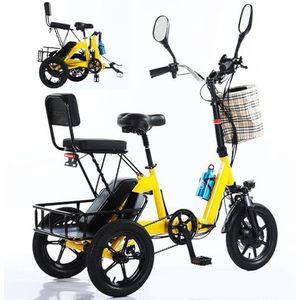 14"" Opvouwbare E-Bike Met 3 Versnellingen (48V/10Ah Verwijderbare Batterij) - Digitaal Lcd-Display + Achterbank En Mand, Elektrische Driewieler Voor Volwassenen,A