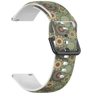 RYANUKA Compatibel met Ticwatch Pro 3 Ultra GPS/Pro 3 GPS/Pro 4G LTE / E2 / S2 (Mandala Vintage Decoratief) 22 mm zachte siliconen sportband armband armband, Siliconen, Geen edelsteen