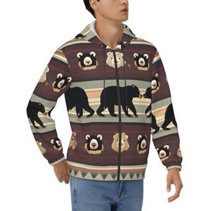 GUOLGP Bear Print Heren Hoodie Losse Trui Voor Casual Werkkleding Comfortabele Stijl Sweatshirt, Zwart, S