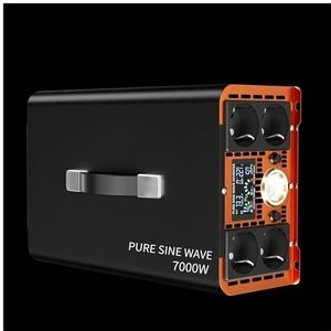 Inverter 5000W 6000W 7000W 12V/24V/48V/60V/72V DC Naar AC 220V 240V Zonne-omvormer Zonne-energie RV Voertuigomvormer Omvormer Zuivere Sinus Europese Stopcontact Converter(24V,220-230V 50HZ,7000W)