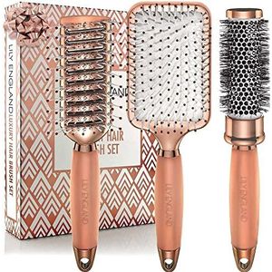 Lily England Roségouden haarborstelset - Luxe professionele haarborstelset voor alle haartypes - Haarborstelset - Roségoud