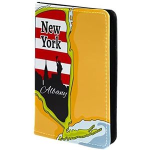 Paspoorthouder, paspoorthoes, paspoortportemonnee, reisbenodigdheden New York kaart, Meerkleurig, 11.5x16.5cm/4.5x6.5 in