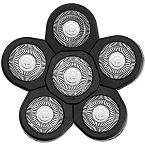 Zeeda Elektrische scheerkoppen voor heren, vervangende kop, 6 messen, kaal zwart