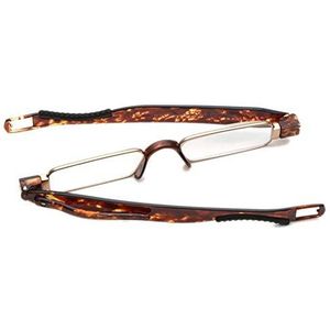 Mannen en vrouwen mini leesbril rechthoekig frame draagbare antislip pen hangende leesbril HD anti-blauwe leesbril 360 graden roterend opvouwbaar