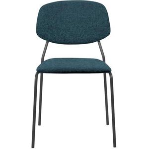 Glam_ee JAZZ stoel, design stoel voor keuken, restaurant, kantoor, antraciet gelakt metalen frame, blauwe stof