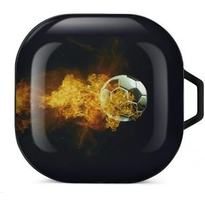 Voetbal in vuur oordopjes hoesje compatibel met Samsung hard shell beschermhoes zwart-stijl
