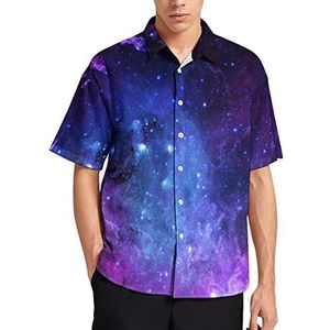 Paarse sterrenhemel Hawaiiaanse shirt voor mannen zomer strand casual korte mouw button down shirts met zak