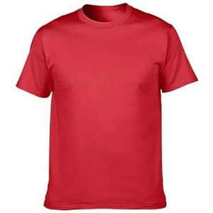 LQHYDMS Heren T-shirt Blank T-Shirt Mannen Korte Mouw Tshirts Effen Katoen Homme Tee Shirt Zomer Mannen Kleding Plus Size, Rood, XL
