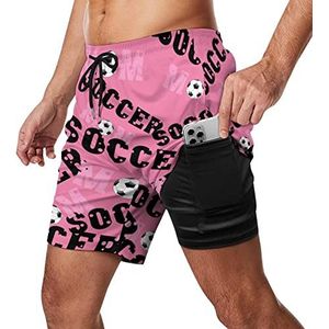 Soccer Mom Zwembroek voor heren, sneldrogend, 2-in-1 strandsportshorts met compressieliner en zak