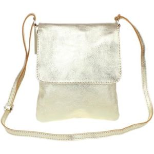 Girly Handbags Womens Italian Leather Shoulder Bag Small Cross Body Messenger Soft Leather Metallic Light Gold