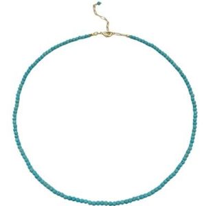 Dames gefacetteerde turquoise ketting natuursteen kralen 14K vergulde ketting Boheemse kralen sieraden (Color : Turquoise_14K GOLD FILLED_50CM)