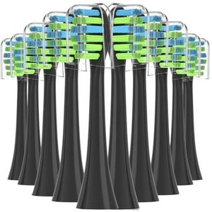 WENH Vervangende tandenborstelkoppen met hoezen for 7am2m AM101/AM105 elektrische tandenborstel, 10 stuks(Black)