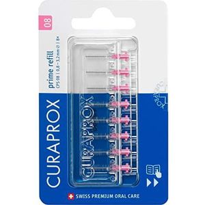 Curaprox CPS 08 Prime Refill Interdentale Borstels, Roze, 8 Count - 8 x 0.8mm - 3.2mm Interne Tandenborstels.