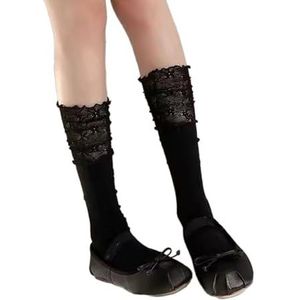 AJTUTUS Elegante Geschulpte Randen Sokken Comfortabele Luchtige Component Unisex Dagelijkse Slijtage Multifunctionele Styling Optie, Zwart, One size