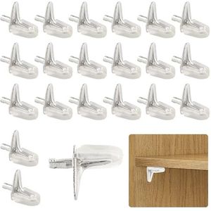 Wisebom Plankdragers, planksteunpen, 20 stuks, transparant, kunststof, met stalen pen, 3 mm glasplankdrager, inlegplanken, houder voor kast, boekenkast