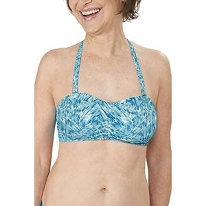 Amoena Womens Malibu Wire-Free Bandeau Bikini Top Mastectomy Pocketed Swimwear Sky Blue/White 14 B