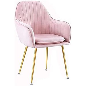 GEIRONV 1 stks fluwelen keukenstoel, verstelbare rotatie antislip voet woonkamer fauteuil voor balkon appartement make-up stoel Eetstoelen (Color : Pink)