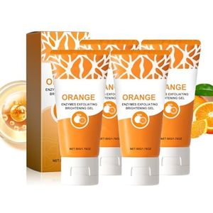 2 stuks Orange Enzyme Exfoliating Gel Scrub, zacht gezicht en lichaamswasmiddel met diep reinigende vochtinbrengende crème, reinigende peeling voor alle huidtypes, verwijdert mee-eters (4 stuks)