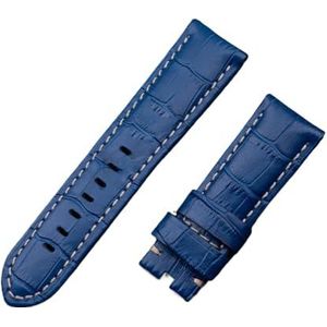 LUGEMA 22mm 24mm 26mm Italië Kalf Bamboe Lederen Horlogeband Compatibel Met Panerai Band Horlogeband Met Tanggesp Compatibel Met PAM441/111/386 Accessoires (Color : Light Blue Beige, Size : 22MM PAM