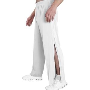 Baggy Joggingbroek For Heren Met Zijrits - Sportbroek Met Wijde Pijpen - Revalidatiebroek - Zijopening - Vrijetijdsbroek joggingbroek(Blanc,XXL)