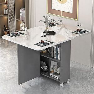 Inklapbare Eettafel Op Wielen Intrekbare Eettafel Uitschuifbare Eettafel Stoelen 4-6 Verplaatsbare Uitschuifbare Keukentafel Keukentafel Eettafel Klaptafel Ruimtebesparend (Color : B, Size : L: 140c