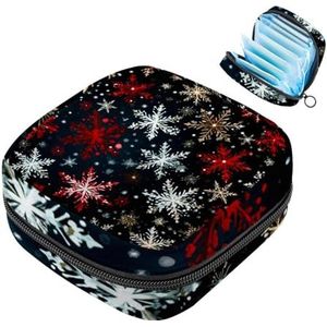 MUOOUM Maandverband Opbergtas, Kerst Sneeuwvlok Patroon Menstruatie Cup Pouch, Draagbare Maandverband Pads Opbergzakken Vrouwelijke Menstruatie Eerste Menstruatie Tas voor Tiener Meisjes Vrouwen Dames