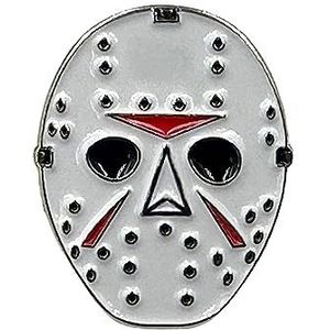 Jason ijshockeymasker horrorfilm metalen pin fan badge broche, 20mm Wide 25mm High, Aluminium