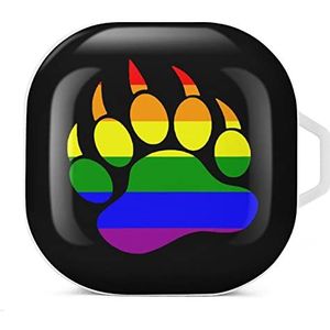 Gay Bear Pride Paw Oordopjes Hoesje Compatibel met Samsung Hard Shell Beschermhoes Wit-Stijl