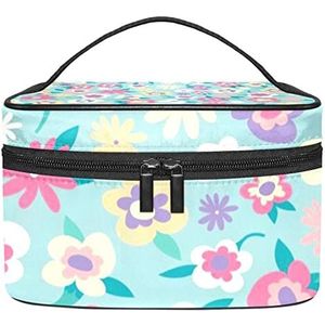 Bloem make-up organizer tas, reismake-up tas organizer case draagbare cosmetische tas voor vrouwen en meisjes toiletartikelen, Meerkleurig, 22.5x15x13.8cm/8.9x5.9x5.4in