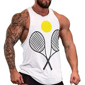 Tennisracket bal heren tanktop grafische mouwloze bodybuilding T-shirts casual strand T-shirt grappige sportschool spier