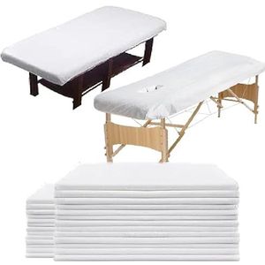 Wegwerpbare bedlakens - massagetafellakens, 100 stuks, 100 x 200 cm, niet-geweven stof, wit, ademende en duurzame lakens, massagesalons, schoonheidssalons, tattooshops