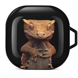 Reptile Gecko Hagedis Oordopjes Hoesje Compatibel met Samsung Hard Shell Beschermhoes Zwart-Stijl