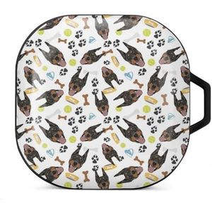 Glimlachende hond Doberman oordopjes hoesje compatibel met Samsung hard shell beschermhoes zwart stijl