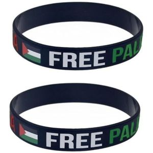 BBASILIYSD 2 stuks Palestina vlag armband, ik sta met Palestina vlag armband, gratis Palestina Gaza siliconen armband opslaan polsband rubber