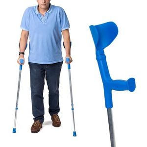 Ortones – Krukken voor Volwassenen, Verstelbaar Aluminium (2 stuks, Blauw) – Snelle Verstelling met Clip, Antislipdop, Anatomisch Handvat, Draagvermogen 125 kg, Gemaakt in Spanje