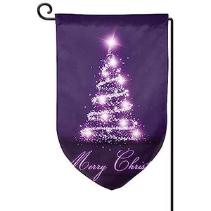 Kerst paarse boom print tuin vlag banner dubbelzijdig 30 x 45 cm tuin decoraties vlag voor gazon huis buiten vakantie decoraties